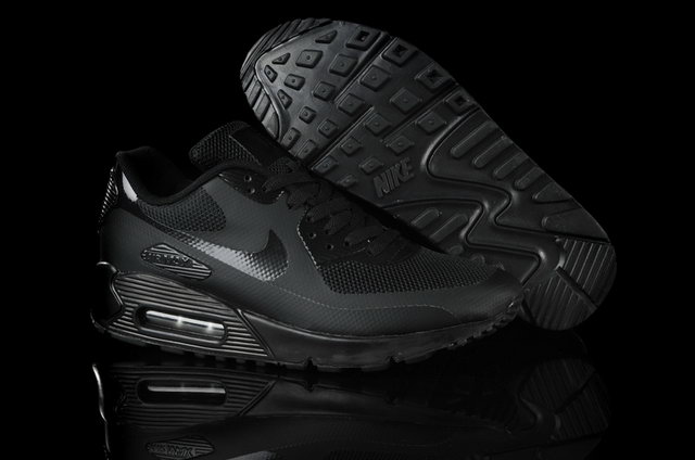 Nike Air Max 90 Hyperfuse All Black Shoes - Click Image to Close